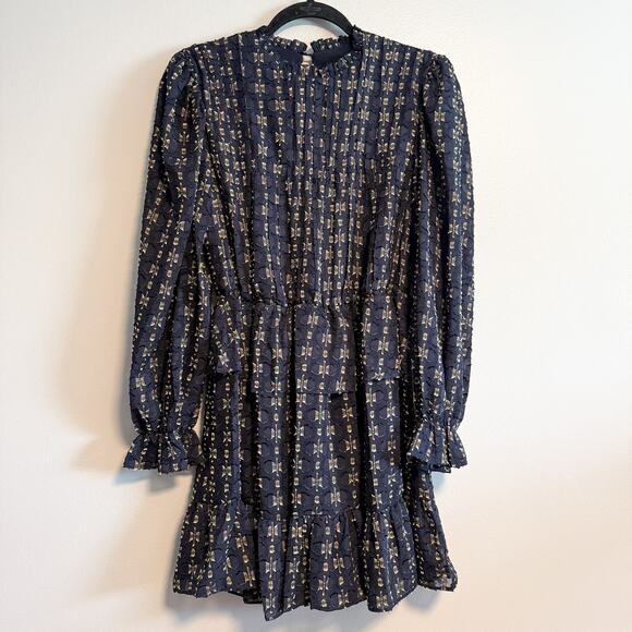Sfera Collection Metallic Textured Long Sleeve Ruffle Mini Dress NWT Size S - Picture 4 of 16